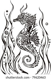 seahorse, sea, algae