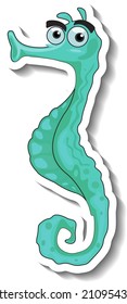 Seahorse sea animal cartoon sticker illustration