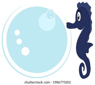 Seahorse, sea animal, cute blue, undersea vector illustration and cartoon sea animal