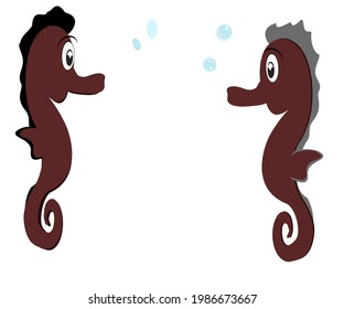 Seahorse, sea animal, cute , undersea vector illustration and cartoon sea animal