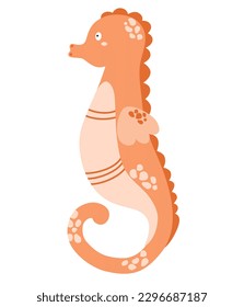 Seahorse. Sea animal. Underwater life. Perfect for children clothes design, banner, card. Vector doodle cartoon of marine life objects for your design.