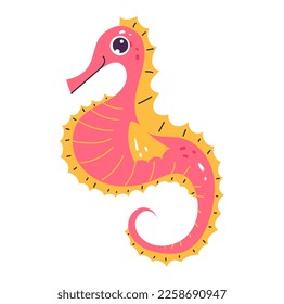 Seahorse sea horse character cartoon cute doodle style isolated on white background. Vector graphic design illustration
