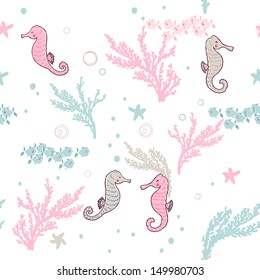 seahorse seamless pattern