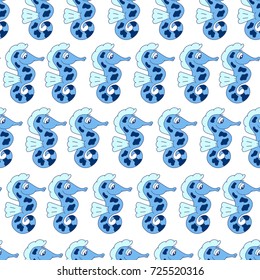 Seahorse seamless pattern.