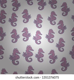 Seahorse seamless pattern background. Vector. Hippocampus vector cartoon icon set of underwater fish and silhouette isolated on white, pink and blue background.
