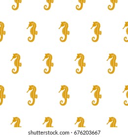 Seahorse seamless pattern isolated on white background.