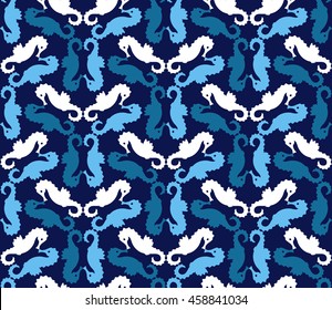 Seahorse seamless pattern. Optical effect. Trendy background. Vector illustration.