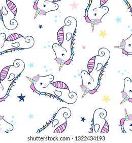 Seahorse seamless pattern print design. Vector illustration design for fashion fabrics, textile graphics, prints.