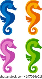 Seahorse set on a white background
