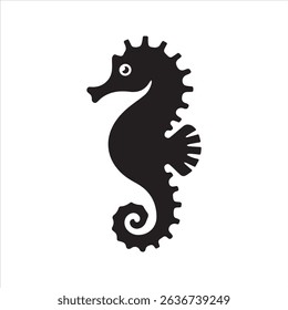 Seahorse Silhouette Icon – Marine Animal Vector Illustration