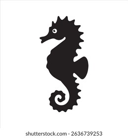 Seahorse Silhouette Icon – Marine Animal Vector Illustration