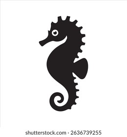Seahorse Silhouette Icon – Marine Animal Vector Illustration
