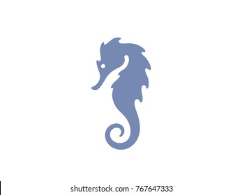 Seahorse silhouette isolated on white. Sea horse vector illustration 