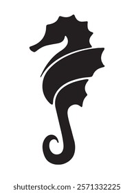 Seahorse silhouette vector art illustration on white background
