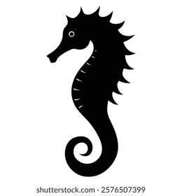 Seahorse Silhouette Vector Art Illustration and Black Seahorse Design