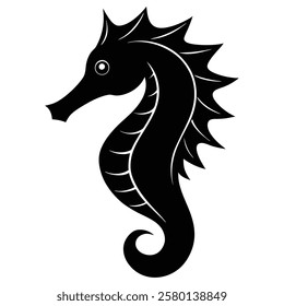 Seahorse Silhouette Vector Art Illustration and Black Seahorse Design