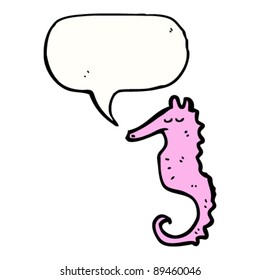 seahorse with speech bubble cartoon