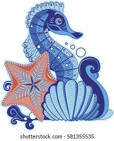 seahorse and starfish