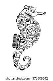 seahorse in style zentangl