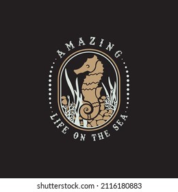 seahorse t shirts design stock vector icon symbol template
