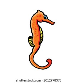Seahorse unique vector logo design in color orange