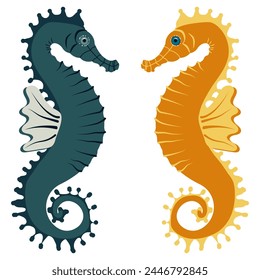 seahorse vector color cartoon character