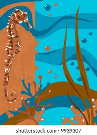 Seahorse vector is hand drawn original artwork in AI-EPS8 format.