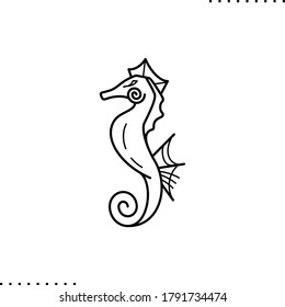 icono del vector del caballete de mar en contornos