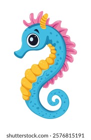 Seahorse vector illustration in cartoon style. Sea animal, underwater creature, ocean animal, marine life concept.