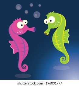 Seahorse. Vector illustration of colorful seahorse.