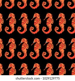 Seahorse vector illustration. Doodle style. Design, print, logo, decor, textile, paper
