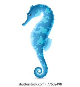 Seahorse. Vector illustration without Mesh tool.