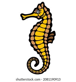 seahorse vector illustration,isolated on white background,top view