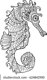 Seahorse. Vector image of coloring.