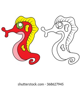 Seahorse Vector For Kid Colouring Exercise 