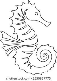 Seahorse vector line art illustration design.