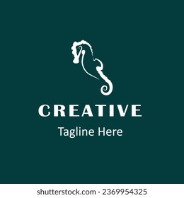logotipo vectorial de caballito de mar, diseño sencillo.