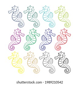 Seahorse Vector Outline Contour. Seahorse Logo Template Isolated On A White Background
