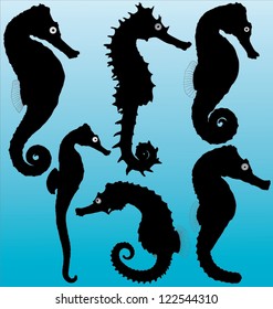 Seahorse vector silhouettes. Layered and fully editable.