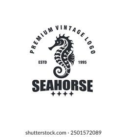 seahorse vintage monochrome logo vector illustration