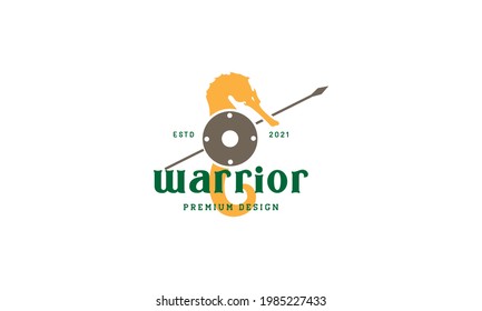seahorse warrior logo symbol vector icon illustration graphic design