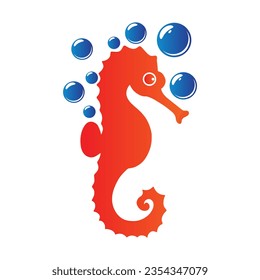 Seahorse with water bubbles vector illustration 