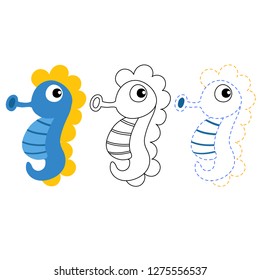 seahorse worksheet vector design