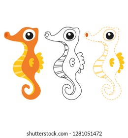 seahorse worksheet vector design