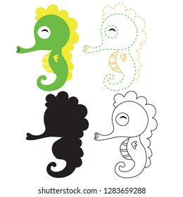 seahorse worksheet vector design