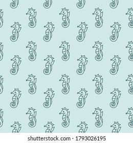 Diseño de patrón de repetición azul para caballitos de mar 