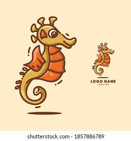 Seahorses, cute vector illustration logo.eps