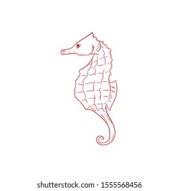 Seahorses doodle icon vector hand drawing 