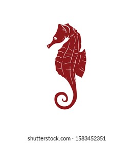 Seahorses doodle icon vector hand drawing 