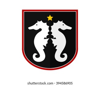 Seahorses emblem silhouette image vector